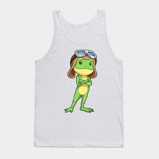 Frog as Pilot with Hat & Glasses Tank Top